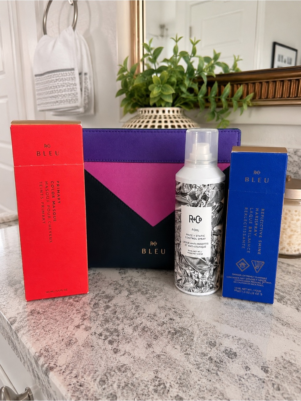 R+Co BLEU Luxury Hair Care Gift Set | Primary Color Masque + Foil Frizz + Shine